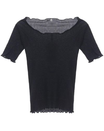 Baserange Ruffle-trim T-shirt - Black