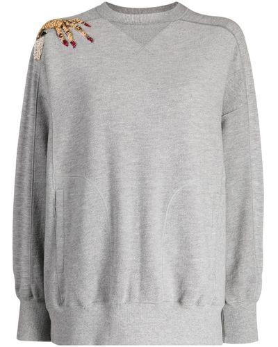 Undercover Hand-appliqué Jersey Sweatshirt - Gray