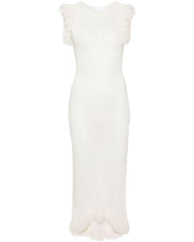 Paris Georgia Basics Fringed Open-knit Maxi Dress - White