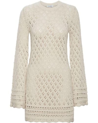 FRAME Crochet Organic Cotton-silk Shift Dress - Natural