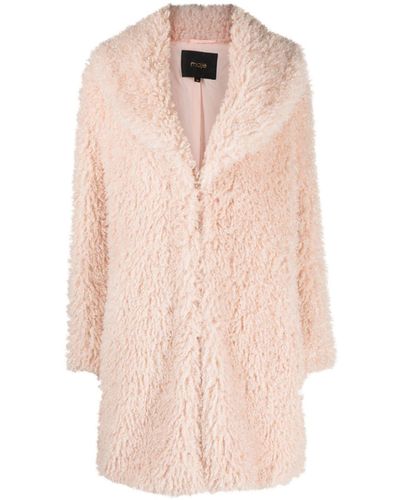 Maje Shawl-lapels Faux-shearling Coat - Pink