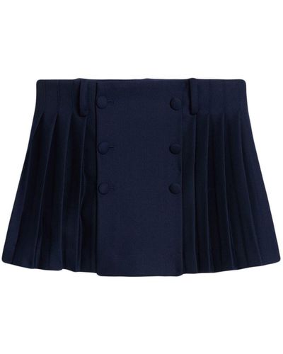 Ami Paris Pleated Wool Miniskirt - Blue