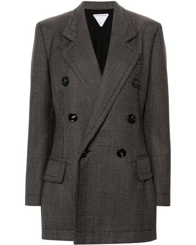 Bottega Veneta Blazer croisé à motif pied-de-poule - Noir