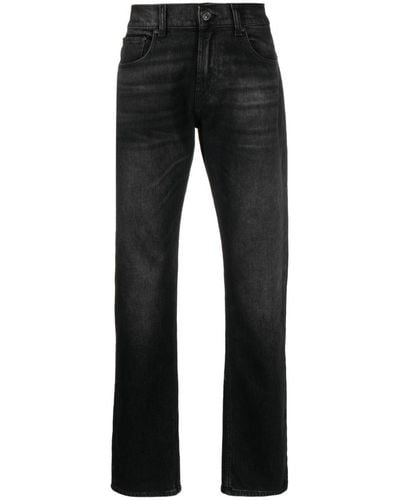 7 For All Mankind Mid-rise Tapered-leg Jeans - Black