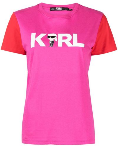 Karl Lagerfeld T-shirt Met Logo - Roze