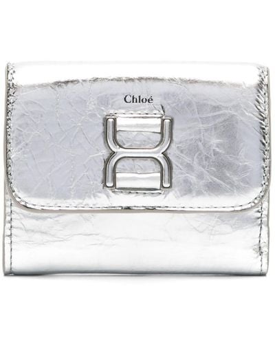 Chloé Tri-fold Leather Wallet - Grijs