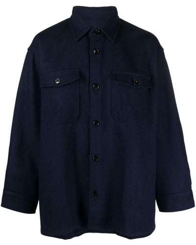 Ami Paris Wool-blend Shirt Jacket - Blue