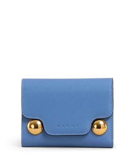 Marni Trunkaroo Tri-fold Leather Wallet - Blue