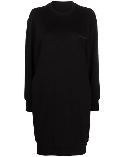 Moncler Logo-print Cotton Sweatshirt Dress - Black
