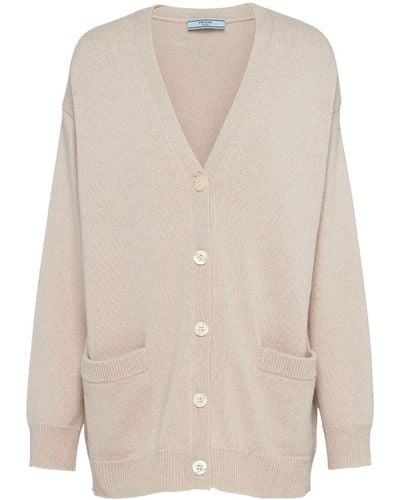 Prada Button-up Cashmere Cardigan - Natural