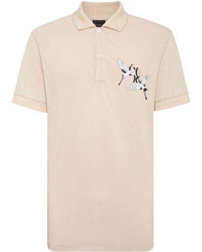 Billionaire Bird-print Cotton Polo Shirt - Natural