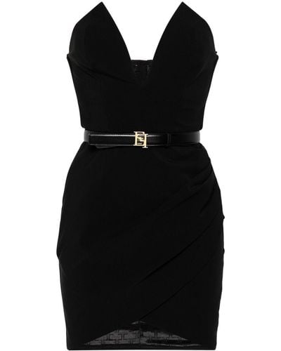 Elisabetta Franchi Strapless Belted Mini Dress - Black