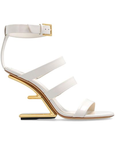 Fendi First 95mm Leather Sandals - White