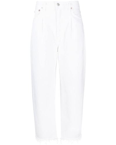 Agolde Dagna Pleated Wide-leg Jeans - White