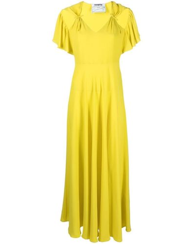 Vivetta Ruched Cut-out Maxi Dress - Yellow