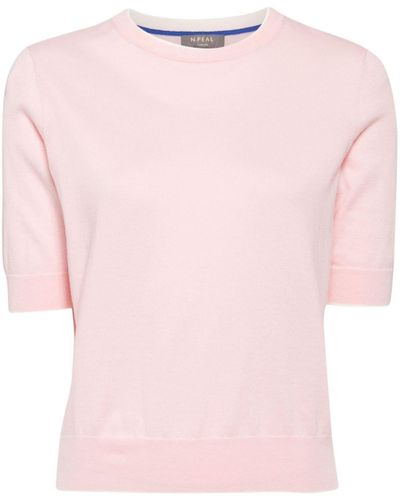 N.Peal Cashmere Fein gestricktes T-Shirt - Pink