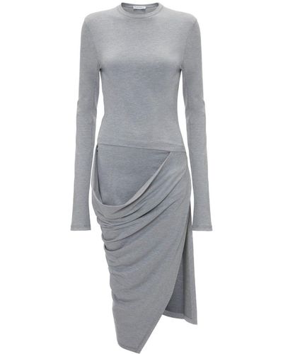 JW Anderson Draped-detail Long-sleeve Dress - Gray