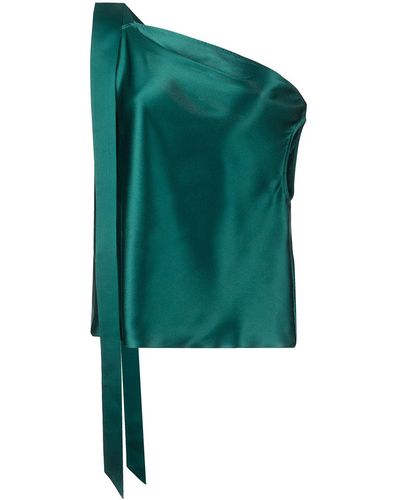 Michelle Mason Top drapeado con hombros descubiertos - Azul