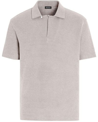 Zegna T-Shirt mit Waffelstrick-Muster - Weiß