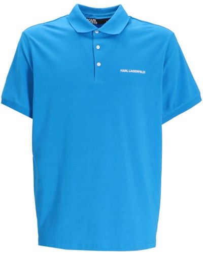Karl Lagerfeld Logo-print short-sleeve polo shirt - Blau