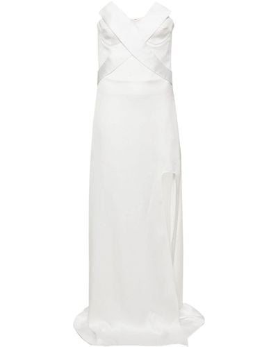 Genny Strapless Satin Gown - White