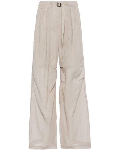 Brunello Cucinelli Straight-leg Belted Trousers - Natural