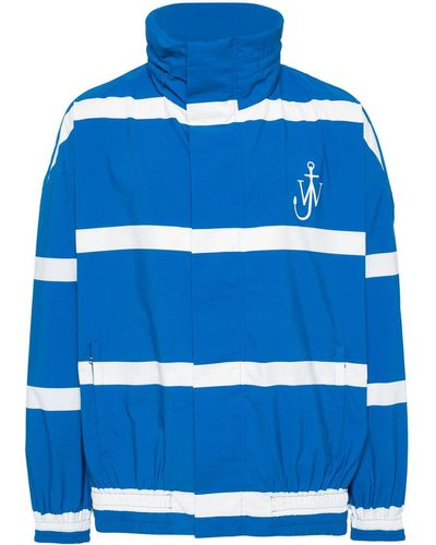 JW Anderson Striped Logo-Print Jacket - Blue