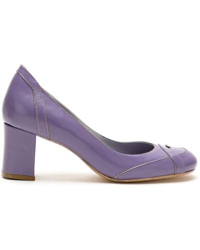 Sarah Chofakian Swan Leather Court Shoes - Purple