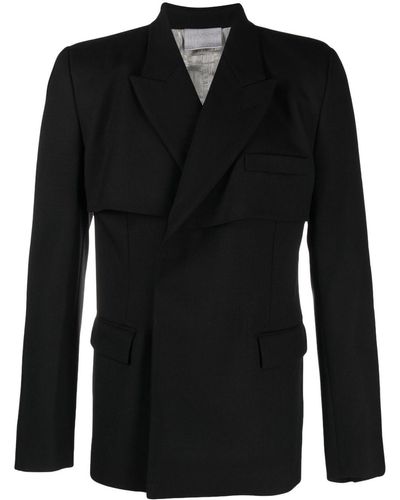 VTMNTS Buttoned Virgin Wool-blend Blazer - Black