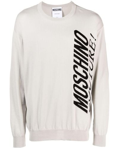Moschino Pullover mit Jacquard-Logo - Weiß