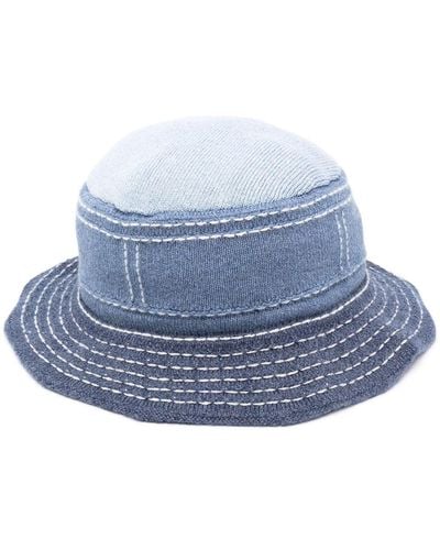 Barrie Cappello bucket con cuciture a contrasto - Blu