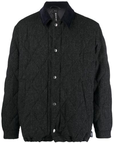 Mackintosh Teeming Quilted Herringbone Coat - Black