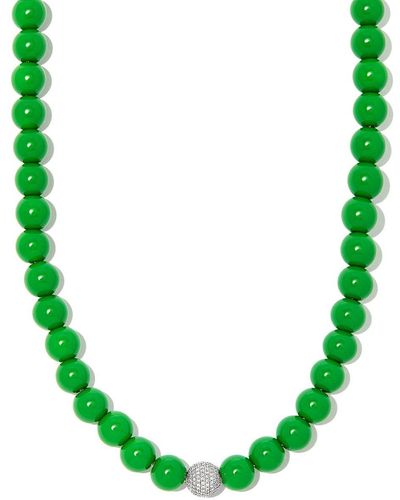 Lauren Rubinski Sterling Silver Diamond Beaded Necklace - Green