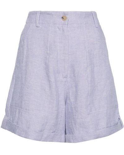 Forte Forte High-waist Linen Shorts - Purple