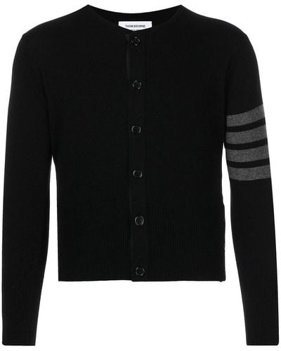 Thom Browne 4-bar Stripe Button-up Cardigan - Black