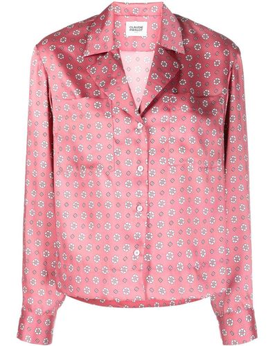 Claudie Pierlot Floral-print Long-sleeve Shirt - Pink
