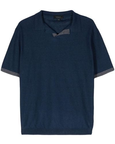 Sease Pikee-Poloshirt mit offenem Kragen - Blau