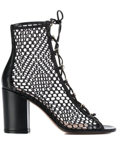 Gianvito Rossi Black Mesh And Leather Booties