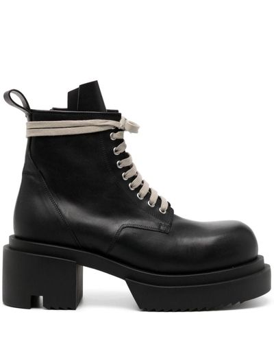 Rick Owens Schnürstiefel aus Leder - Schwarz