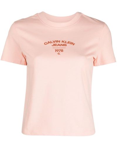Calvin Klein Varsity Logo-print Cotton T-shirt - Pink