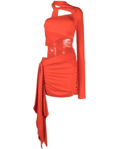 Mugler Robe courte à design asymétrique - Rouge