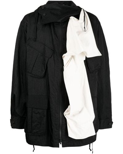 Yohji Yamamoto Veste asymétrique à capuche - Noir