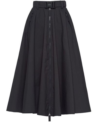 Prada Falda midi de tejido técnico - Negro