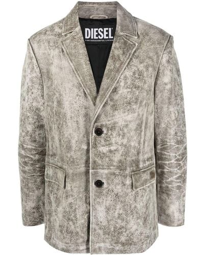 DIESEL L-blaze Single-breasted Leather Blazer - Grey