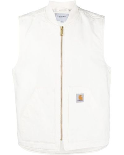 Carhartt Gilet en coton biologique à patch logo - Blanc