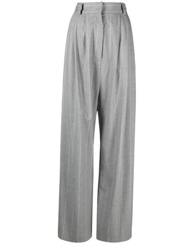 Ioana Ciolacu Wide-leg Pinstripe-print Trousers - Grey