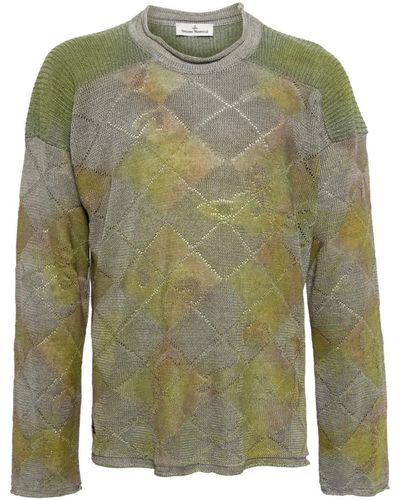 Vivienne Westwood Argyle-knit Hemp Jumper - Green