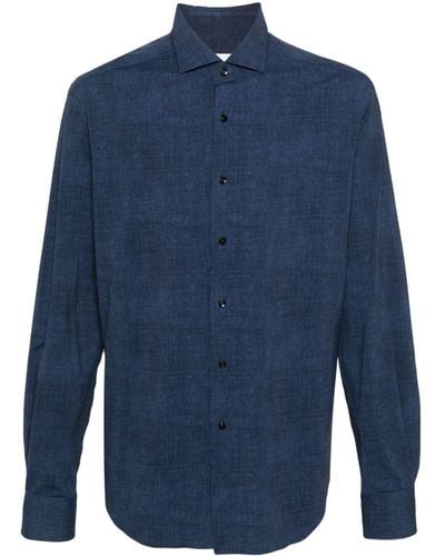 Xacus Chambray-print Shirt - Blue