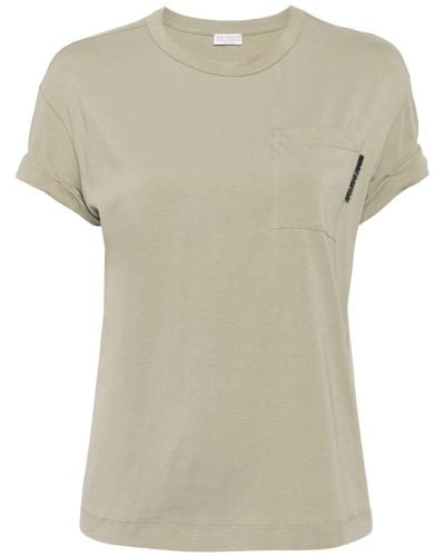 Brunello Cucinelli T-Shirt mit rundem Ausschnitt - Natur