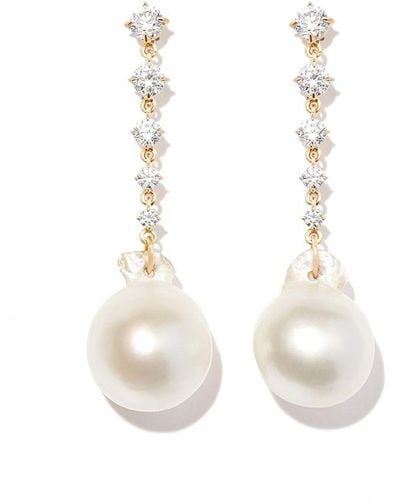 Lizzie Mandler Boucle d'oreille Éclat en or 18ct sertie de perles et diamants - Blanc